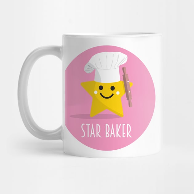 Cute Star Baker with Rolling Pin - Pink by VicEllisArt